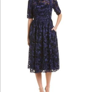 Adrianna Papell Feather Embroidered Midi Dress